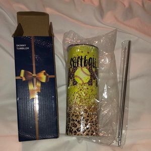 NEW 20oz skinny tumbler Softball Mom